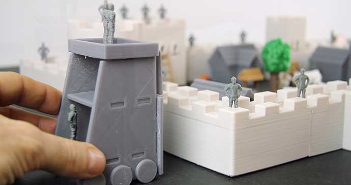 A 3D printed castle playset