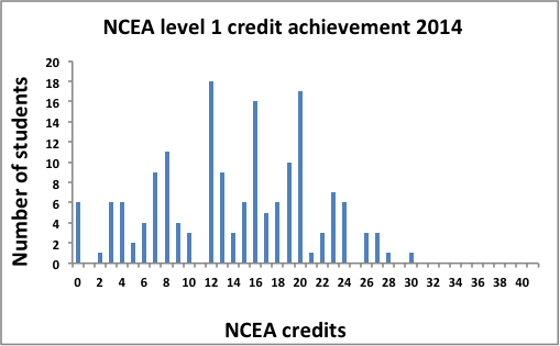 Graph showing Mangare NCEA credit student results 2014