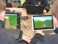 Students collaborate in minecraft