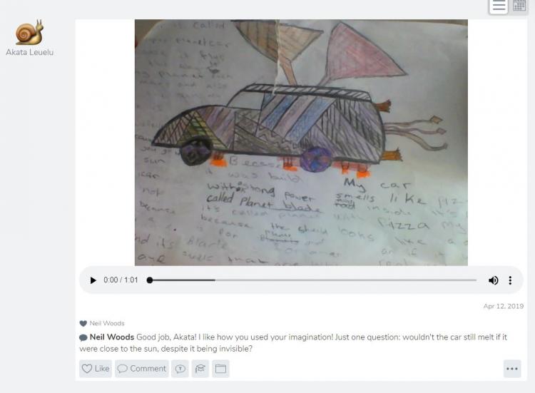 A screenshot of seesaw showing student work. 