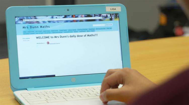 Computer screen showing Mrs Dunn Maths website