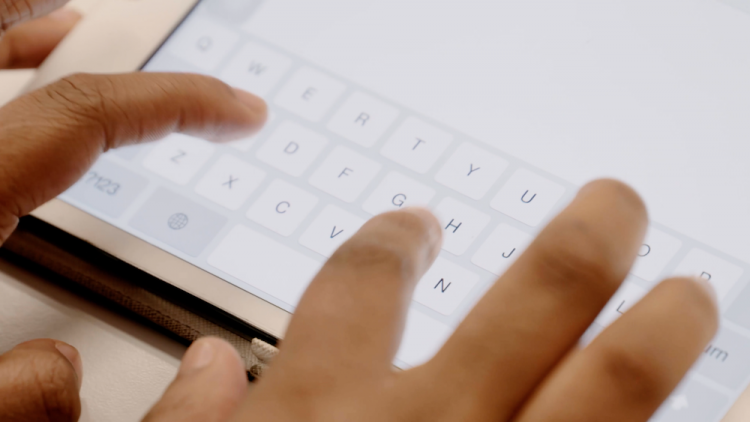 Keyboard on tablet device.