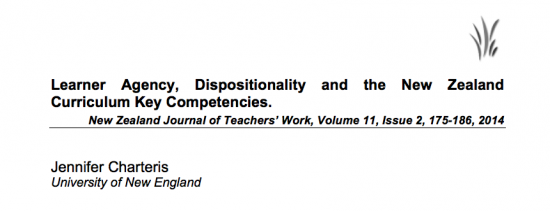 Learner agency, dispositionality and the New Zealand Curriculum key competencies