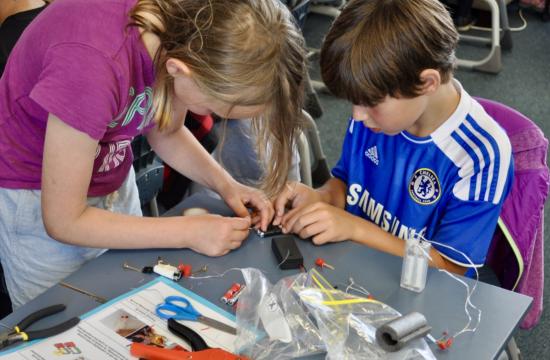 STEM students work with circuits 