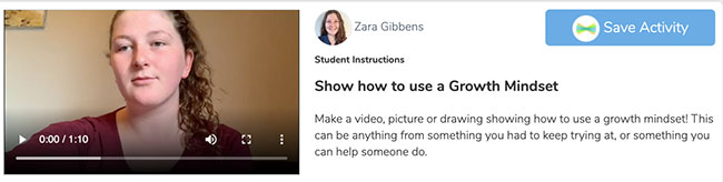 A screenshot from Seesaw showing a teacher video